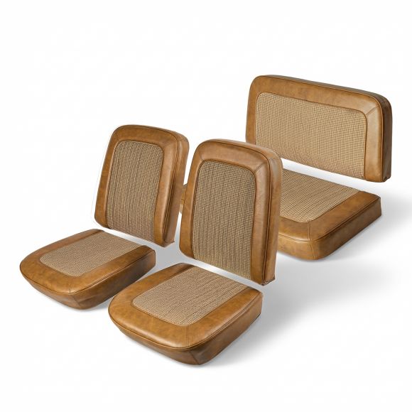 Houndstooth Seat Upholstery Covers | Ginger & Tan | 68-77 Ford Bronco